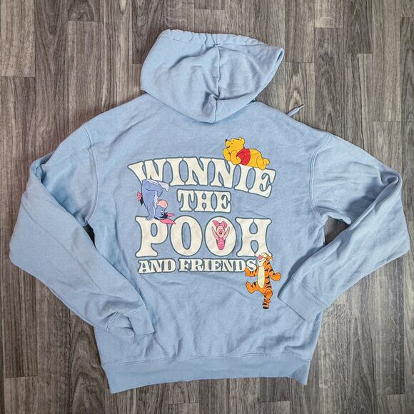Disney Winnie the Pooh Hoodie Blue S Friends Graphic Pullover Sweatshirt Cute - Picture 2 of 7